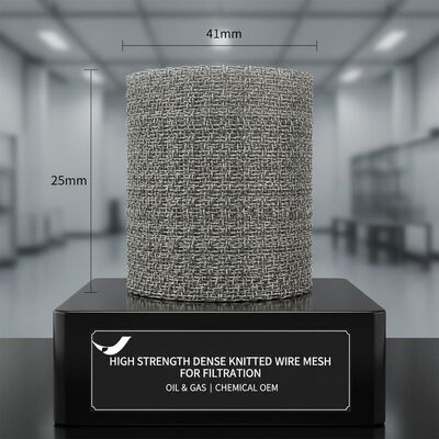 석유 가스 및 화학 여과 OEM에서 생산되는 고강도 조밀한 35*41*25.6mm 니트 와이어 메쉬